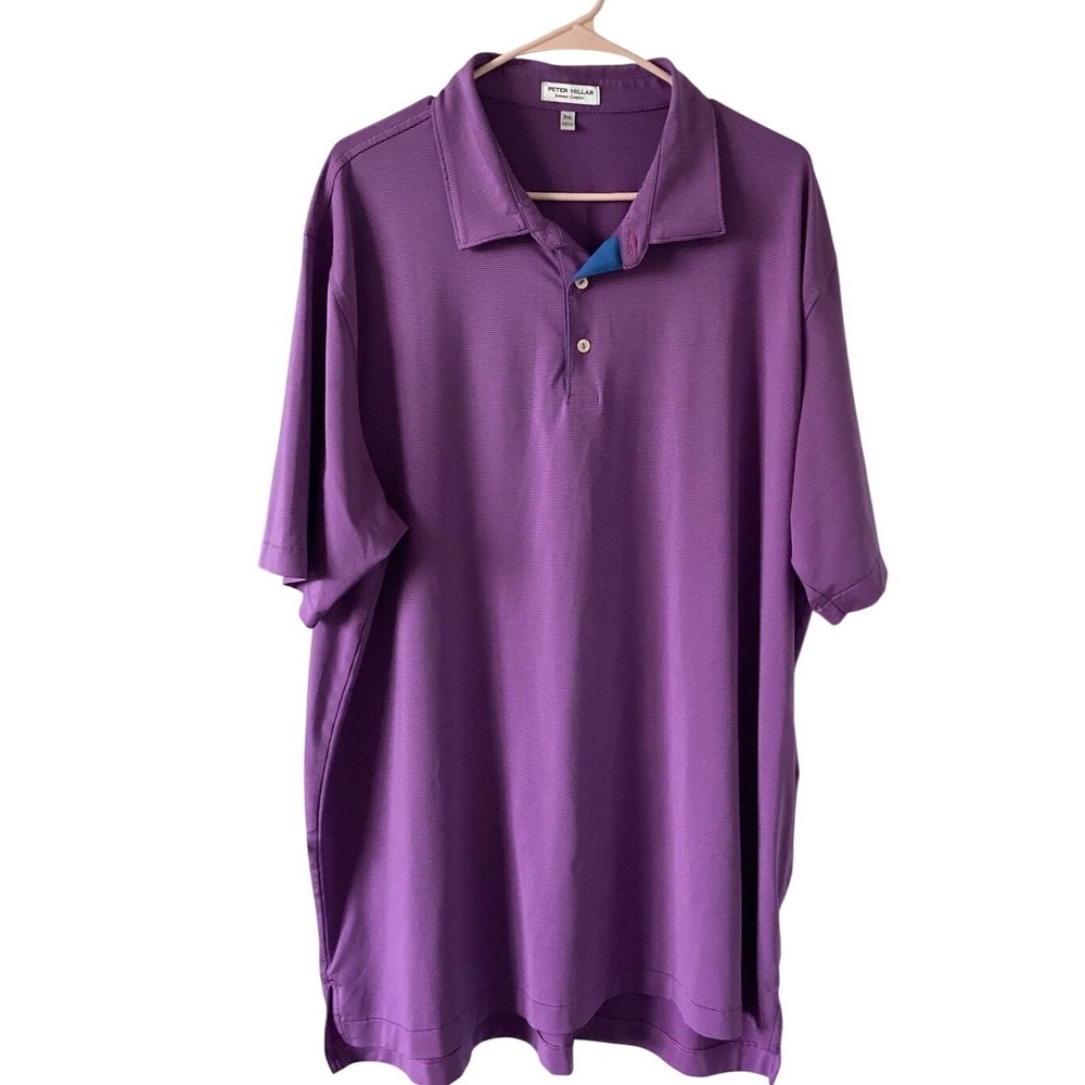 Peter Millar Performance Polo Shirt Men XXL Purple Golf Stretch Moisture-Wick